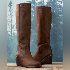 Frye Emma Brown Wedge Tall Boots - NIB - Sz. 10